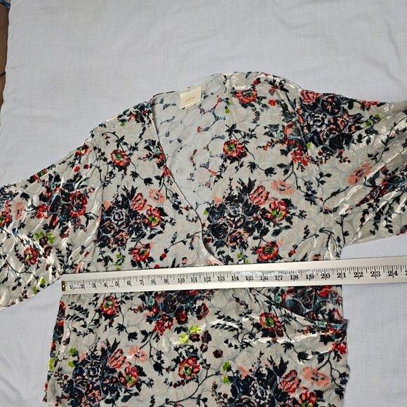 Anthropologie Maeve Umi Burnout Wrap Top Blouse Women Size L Floral - Picture 14 of 16